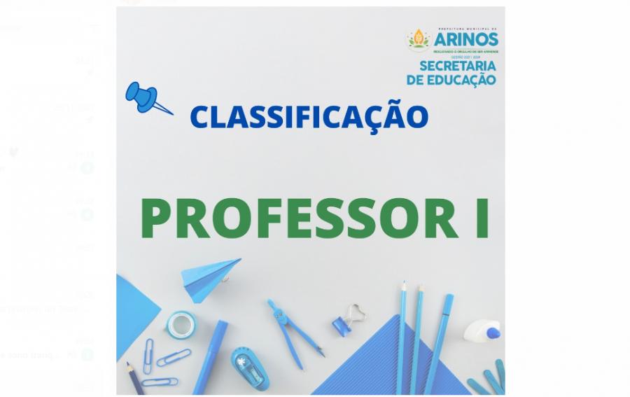LISTA DE CLASSIFICAÇÃO DE PROFESSOR I