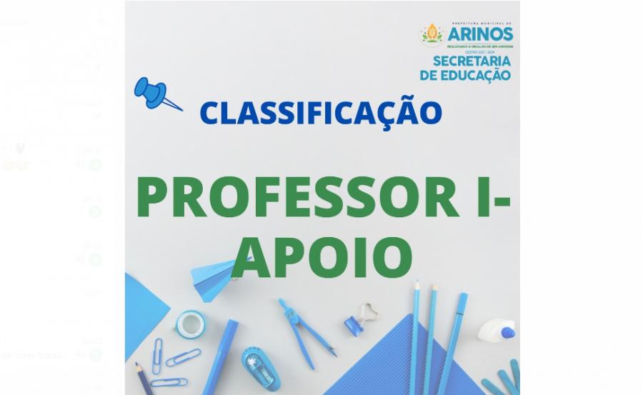 LISTA DE CLASSIFICAÇÃO DE PROFESSOR I APOIO